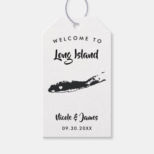Long Island NY Wedding Welcome Bag Labels, Map Cadeaulabel (Voorkant)