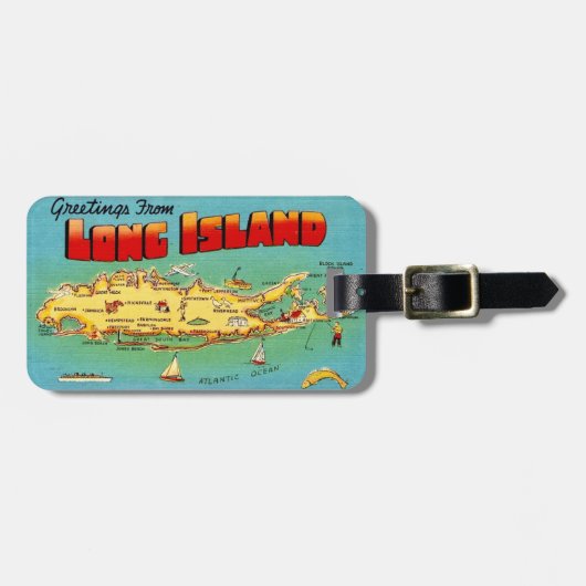 Long Island Postcard Luggage Tag Bagagelabel (Voorkant horizontaal)