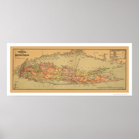 Long Island Railroad Map 1884 Poster (Voorkant)