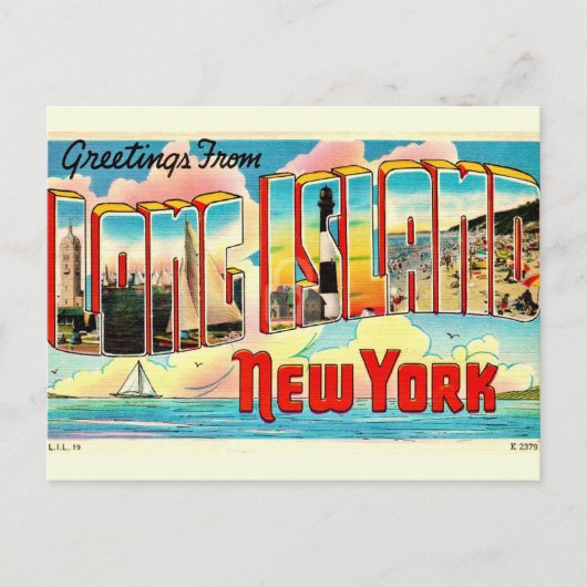 Long Island Retro Briefkaart (Voorkant)