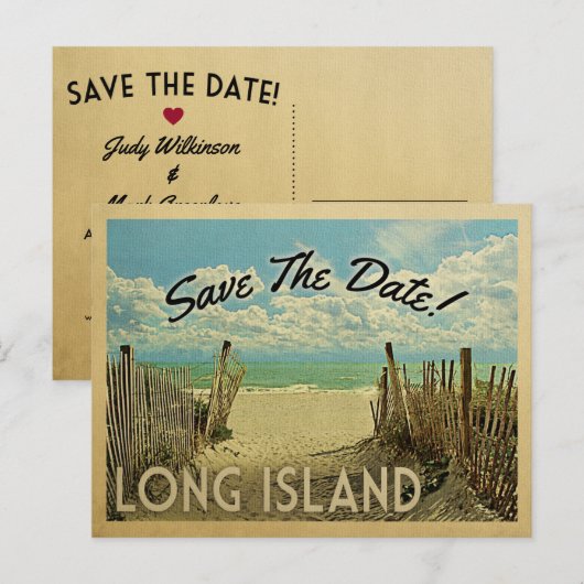 Long Island Save the Date Beach Nautical Aankondigingskaart (Voorkant / Achterkant)