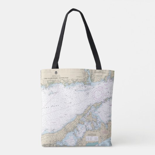 Long Island Sound Oostelijk deel nautische kaart Tote Bag (Achterkant)