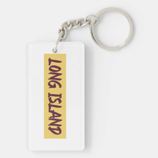 Long Island Text Base Design on Yellow Background Sleutelhanger (achterkant)