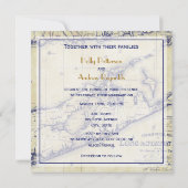 Long Island The Hampton Map Distress SQ Wedding Kaart (Achterkant)