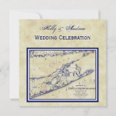 Long Island The Hampton Map Distress SQ Wedding Kaart (Voorkant)