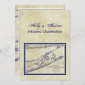 Long Island The Hampton Map Distress VC Wedding Kaart (Voorkant / Achterkant)