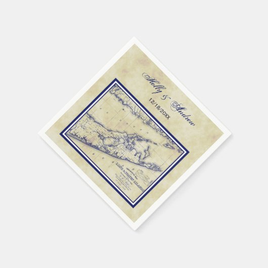 Long Island The Hampton Map Distress Wedding Servetten (Hoek)