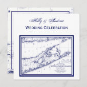 Long Island The Hampton Map SQ Wedding Kaart (Voorkant / Achterkant)