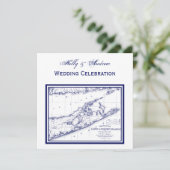 Long Island The Hampton Map SQ Wedding Kaart (Staand voorkant)