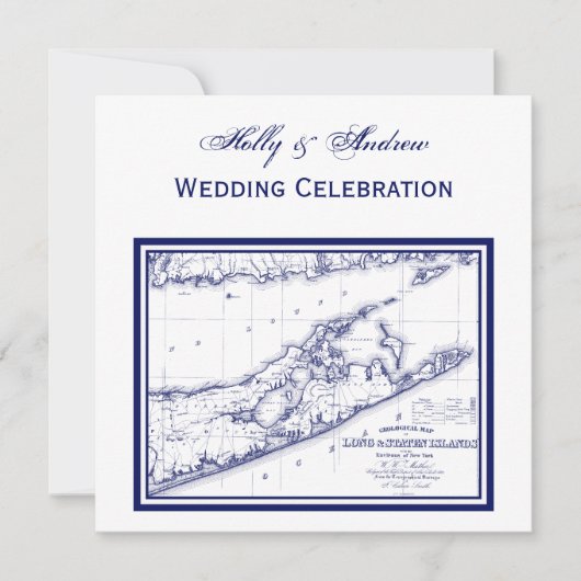 Long Island The Hampton Map SQ Wedding Kaart (Voorkant)
