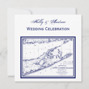 Long Island The Hampton Map SQ Wedding Kaart