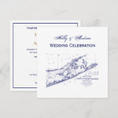 Long Island The Hampton Map SQ Wedding Kaart (Voorkant / Achterkant)