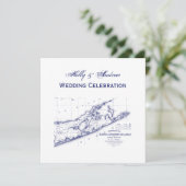 Long Island The Hampton Map SQ Wedding Kaart (Staand voorkant)