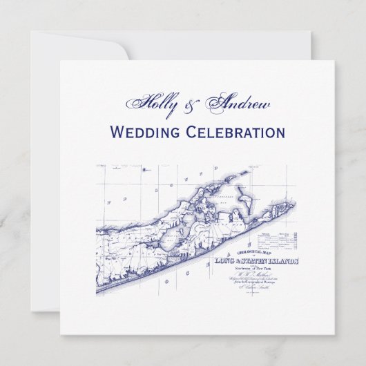 Long Island The Hampton Map SQ Wedding Kaart (Voorkant)