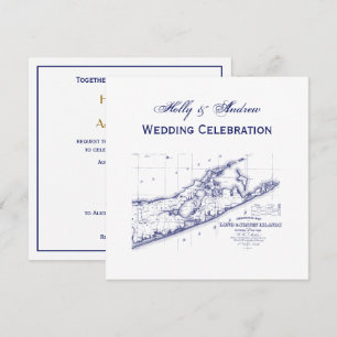 Long Island The Hampton Map SQ Wedding Kaart