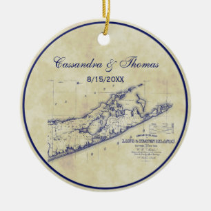Long Island The Hampton Map VC Tea Sfound Keramisch Ornament
