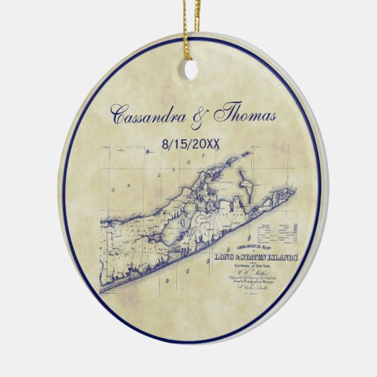 Long Island The Hampton Map VC Tea Sfound Keramisch Ornament (Links)