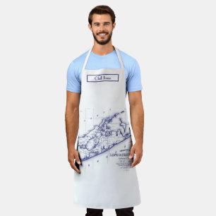 Long Island The Hamptons Kaart Marineblauw Schort