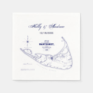 Long Island The Hamptons Kaart Marineblauw Trouwfe Servet