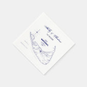 Long Island The Hamptons Kaart Marineblauw Trouwfe Servet (Hoek)