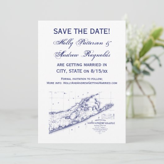 Long Island The Hamptons Kaart VC Huwelijk (Staand voorkant)