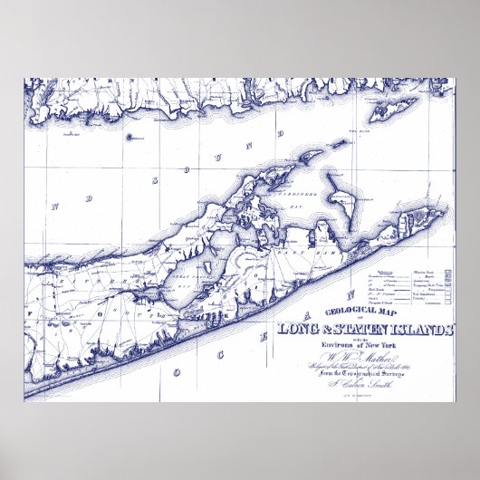 Long Island The Hamptons Kaart VC Poster (Voorkant)