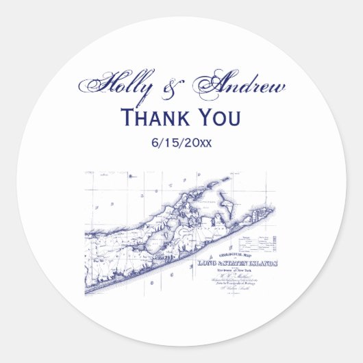 Long Island The Hamptons Map Ronde Sticker (Voorkant)