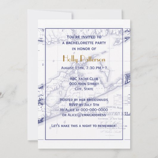 Long Island The Hamptons Map VC Bachelorette Party Kaart (Achterkant)