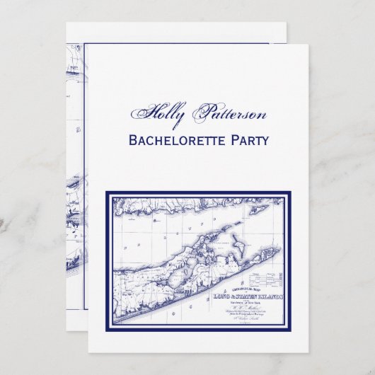 Long Island The Hamptons Map VC Bachelorette Party Kaart (Voorkant / Achterkant)