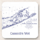 Long Island The Hamptons Map VC Bier Onderzetter (Voorkant)