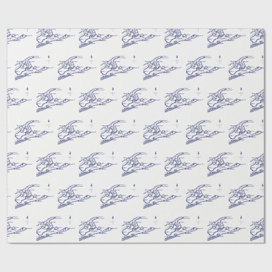 Long Island The Hamptons Map VC Cadeaupapier (Vlak)