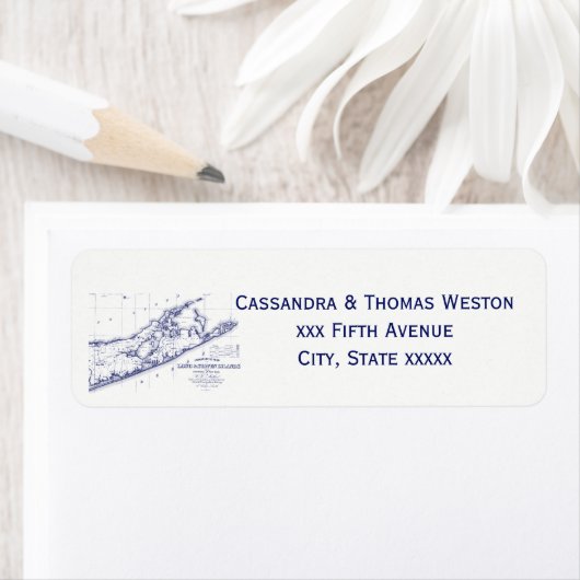 Long Island The Hamptons Map VC Etiket (Insitu)