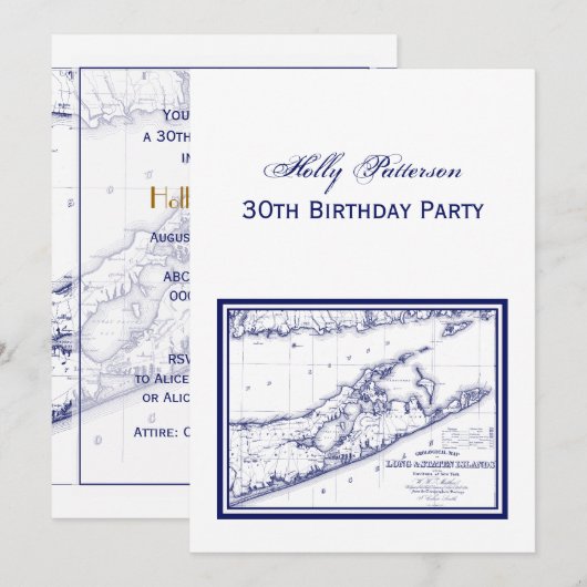 Long Island The Hamptons Map VC Kaart (Voorkant / Achterkant)