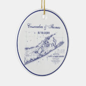 Long Island The Hamptons Map VC Keramisch Ornament (Rechts)