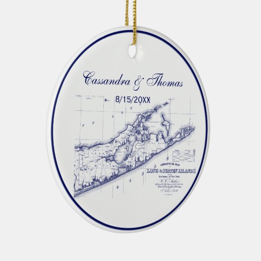 Long Island The Hamptons Map VC Keramisch Ornament (Rechts)