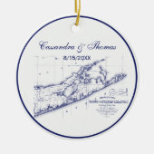 Long Island The Hamptons Map VC Keramisch Ornament (Voorkant)