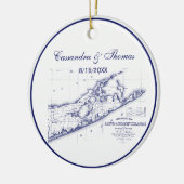 Long Island The Hamptons Map VC Keramisch Ornament (Links)