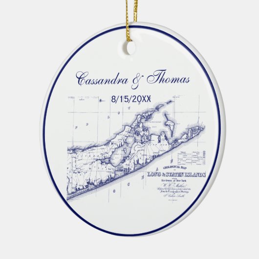 Long Island The Hamptons Map VC Keramisch Ornament (Links)