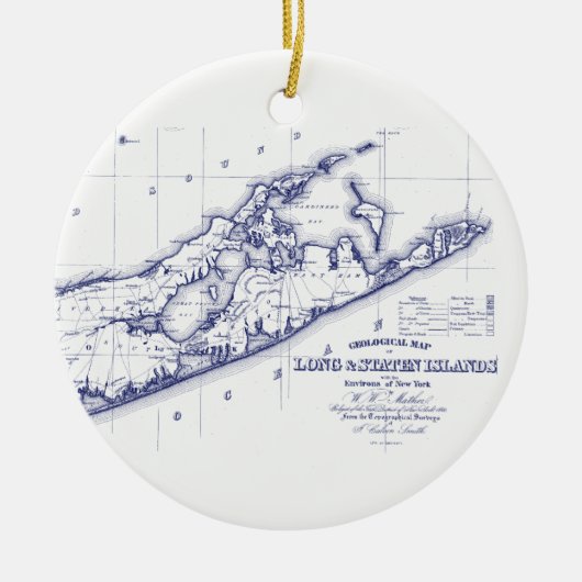 Long Island The Hamptons Map VC Keramisch Ornament (Voorkant)