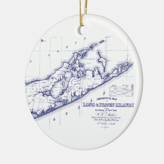 Long Island The Hamptons Map VC Keramisch Ornament (Links)