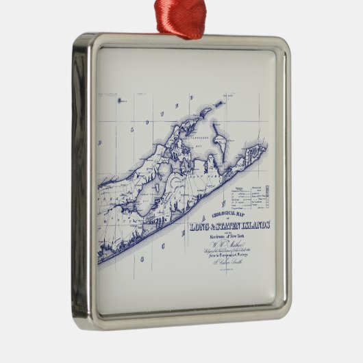 Long Island The Hamptons Map VC Metalen Ornament (Rechts)