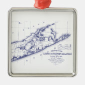 Long Island The Hamptons Map VC Metalen Ornament (Voorkant)