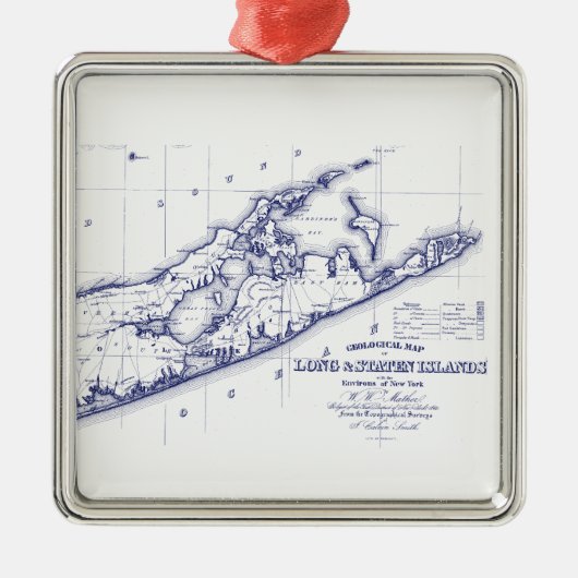 Long Island The Hamptons Map VC Metalen Ornament (Voorkant)