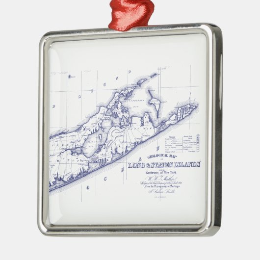 Long Island The Hamptons Map VC Metalen Ornament (Links)