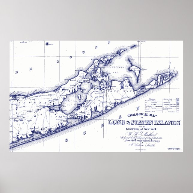 Long Island The Hamptons Map VC Poster (Voorkant)