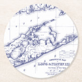 Long Island The Hamptons Map VC Ronde Kartonnen Onderzetter (Voorkant)