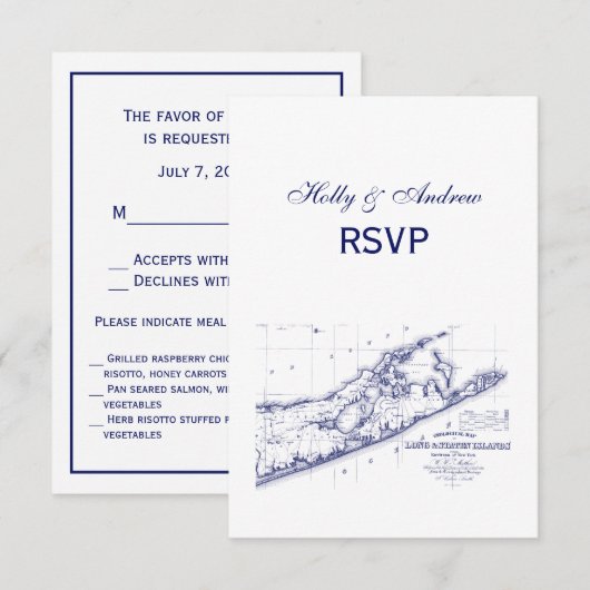Long Island The Hamptons Map VC RSVP (Voorkant / Achterkant)