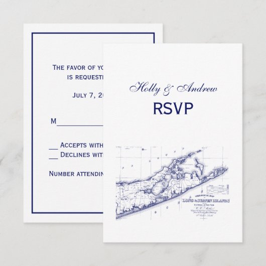 Long Island The Hamptons Map VC RSVP (Voorkant / Achterkant)