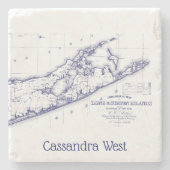 Long Island The Hamptons Map VC Stenen Onderzetter (Voorkant)