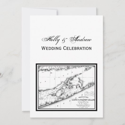 Long Island The Hamptons Map VC Wedding Black Kaart (Voorkant)